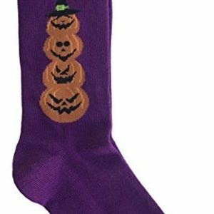 MeMoi Halloween Themed Pumpkin Witch Purple Socks